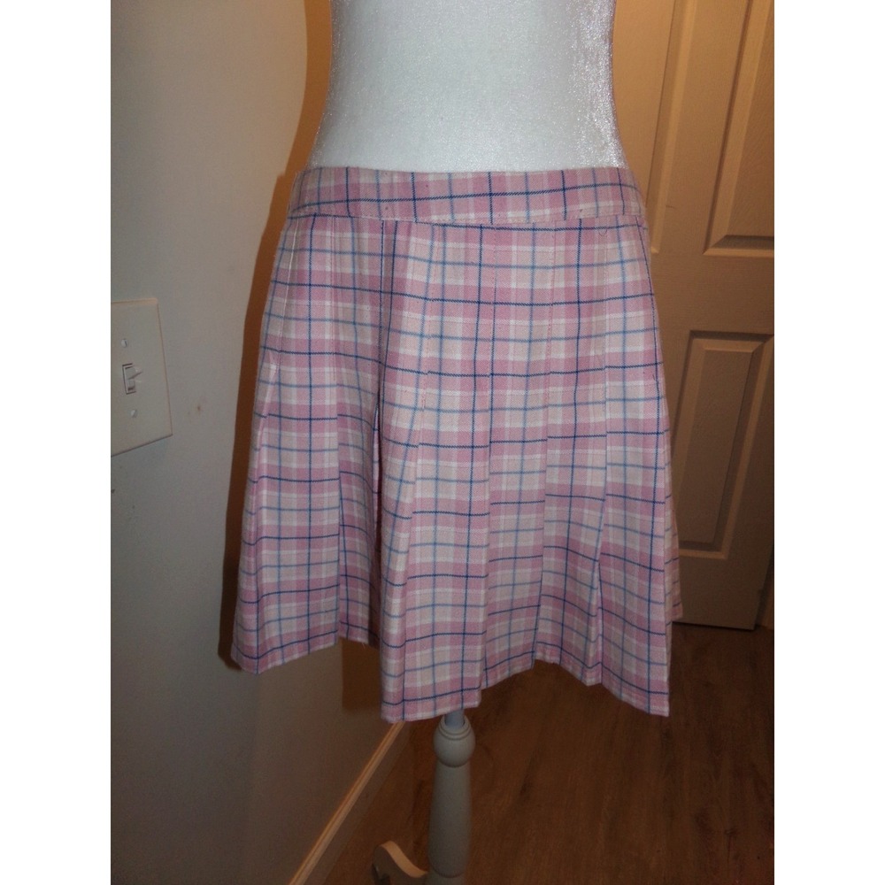 Vintage Y2K Aeropostale Pink Plaid Pleated Mini Skirt Size XL 90s Schoolgirl